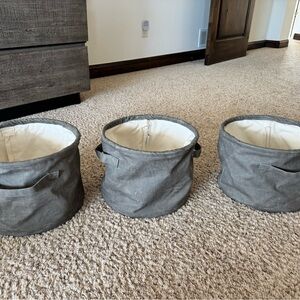Restoration Hardware Gray and Cream Fabric Baskets